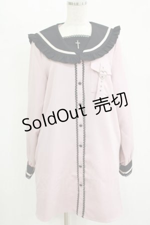 画像: DearMyLove / 十字架セーラーシャツワンピース LL ピンク H-25-11-11-033-EL-OP-NS-ZH