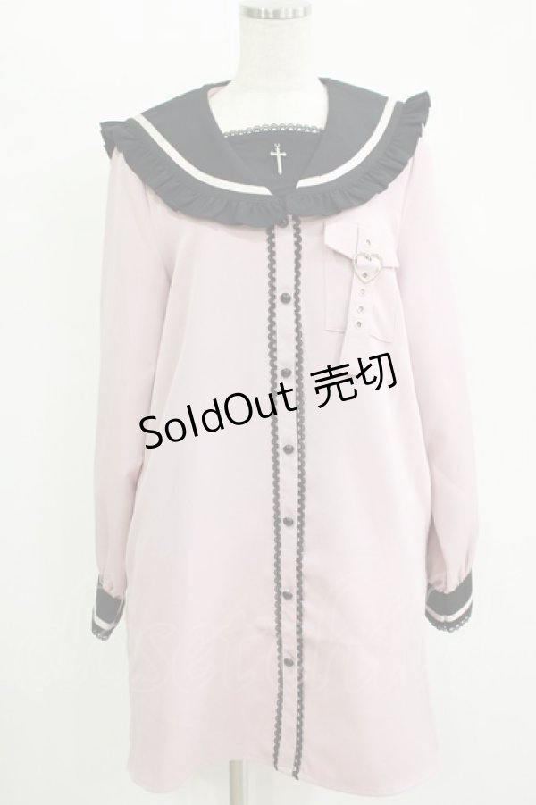 画像1: DearMyLove / 十字架セーラーシャツワンピース LL ピンク H-25-11-11-033-EL-OP-NS-ZH (1)