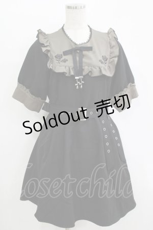 画像: DearMyLove / ガーターデザインバラ刺繍ワンピース L ブラック H-25-11-11-034-EL-OP-NS-ZH