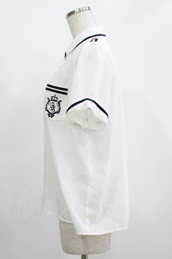 画像2: Amavel / ポケット刺繍肩章ブラウス Free オフ/ネイビー H-25-11-11-048-CA-BL-NS-ZH (2)