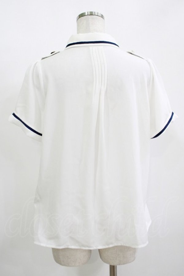 画像3: Amavel / ポケット刺繍肩章ブラウス Free オフ/ネイビー H-25-11-11-048-CA-BL-NS-ZH (3)