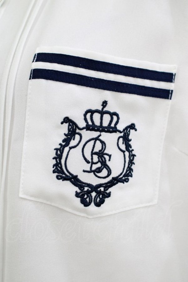 画像4: Amavel / ポケット刺繍肩章ブラウス Free オフ/ネイビー H-25-11-11-048-CA-BL-NS-ZH (4)