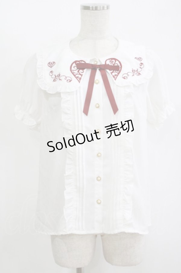 画像1: Amavel / トランプ刺繍ブラウス Free オフ/レッド H-25-11-11-049-CA-BL-NS-ZH (1)