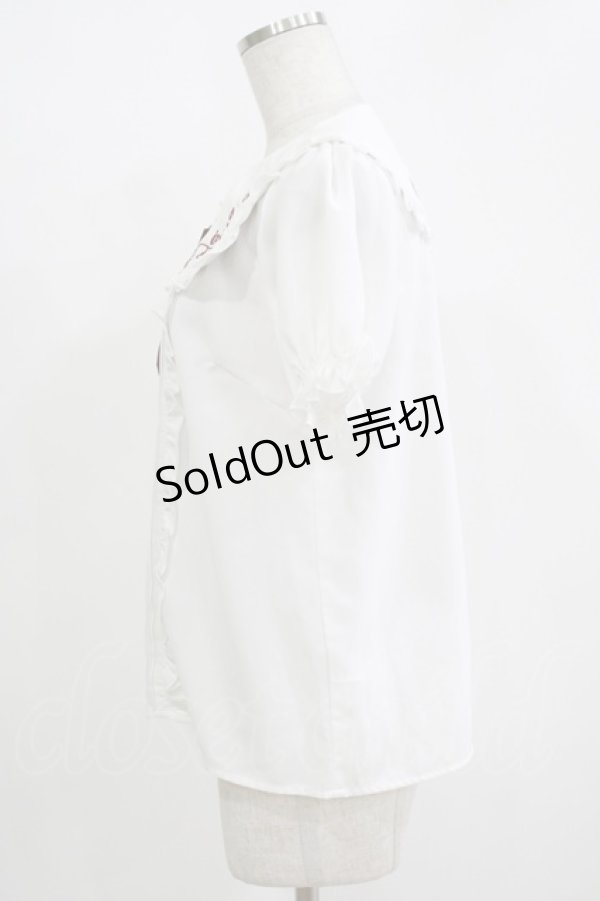 画像2: Amavel / トランプ刺繍ブラウス Free オフ/レッド H-25-11-11-049-CA-BL-NS-ZH (2)