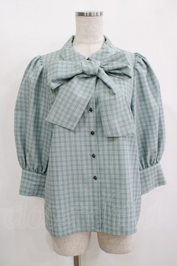 画像1: Maison de FLEUR Petite Robe canone / ジャドの雨宿りブラウス S Green H-25-11-11-050-EL-BL-NS-ZH (1)