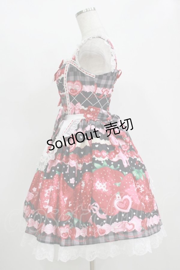 画像2: Dream Lolita（海外ロリータブランド） / Strawberry Cream ジャンパースカート S ブラック H-25-11-11-001-PU-OP-NS-ZH (2)