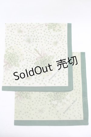 画像: WONDERFUL WORLD / ノベルティハンカチ  グリーン/オフ H-25-11-11-065-LO-ZA-NS-ZH