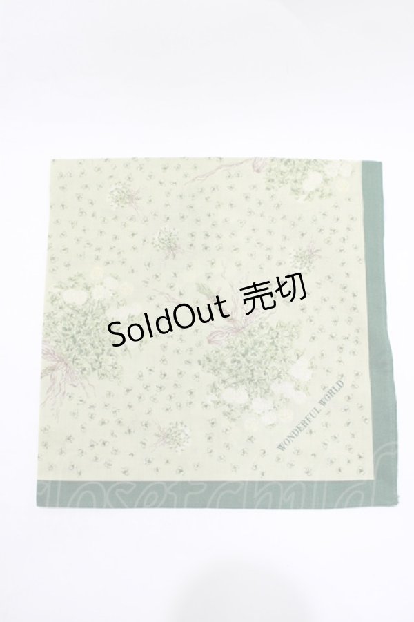 画像3: WONDERFUL WORLD / ノベルティハンカチ  グリーン/オフ H-25-11-11-065-LO-ZA-NS-ZH (3)