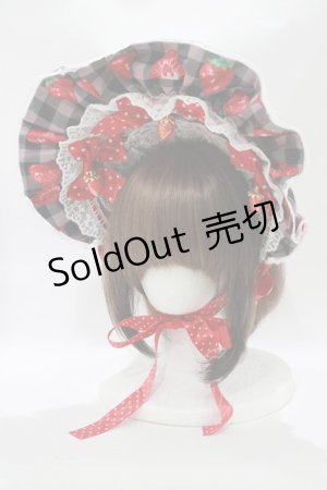 画像: Dream Lolita（海外ロリータブランド） / Strawberry Cream ボンネット  ブラック H-25-11-11-069-PU-AC-NS-ZH