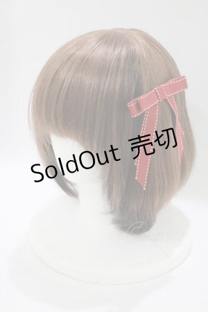 画像: Fi.n.t / ステッチリボンバレッタ  RED H-25-11-11-079-CA-AC-NS-ZH