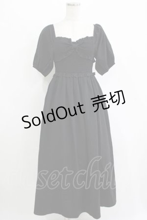 画像: Dear My Love / 胸元リボンシャーリングワンピース M ブラック H-25-11-11-010-EL-OP-NS-ZH