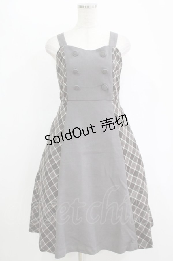 画像1: Fi.n.t / サイドチェックダブル釦ジャンパースカート Free GRAY H-25-11-11-017-CA-OP-NS-ZH (1)