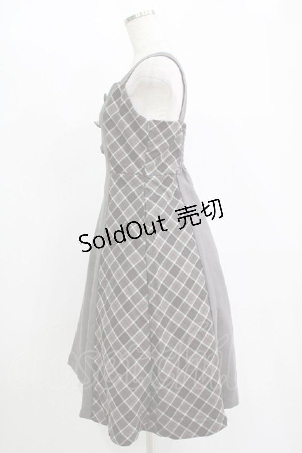 画像2: Fi.n.t / サイドチェックダブル釦ジャンパースカート Free GRAY H-25-11-11-017-CA-OP-NS-ZH (2)