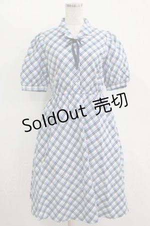 画像: Fi.n.t / リボンタイ付き開衿チェックワンピース Free BLUE H-25-11-11-018-CA-OP-NS-ZH