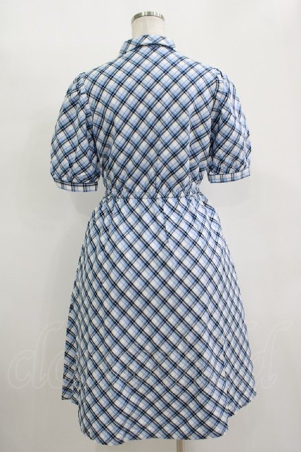 画像3: Fi.n.t / リボンタイ付き開衿チェックワンピース Free BLUE H-25-11-11-018-CA-OP-NS-ZH (3)