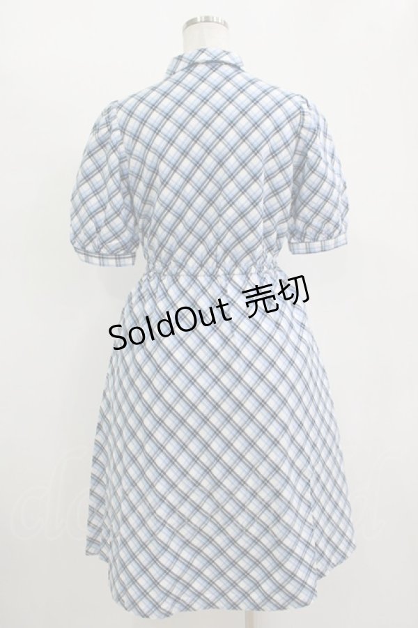 画像3: Fi.n.t / リボンタイ付き開衿チェックワンピース Free BLUE H-25-11-11-018-CA-OP-NS-ZH (3)