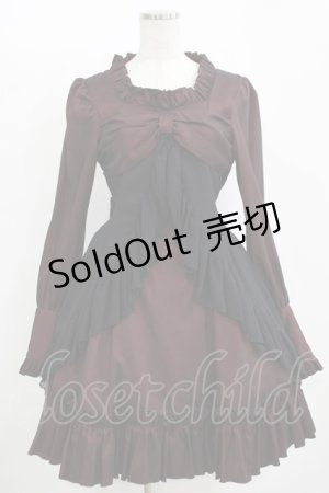 画像: LAPIN AGILL / リボンフリルワンピース  ボルドー H-25-11-12-001-EL-OP-KB-ZH