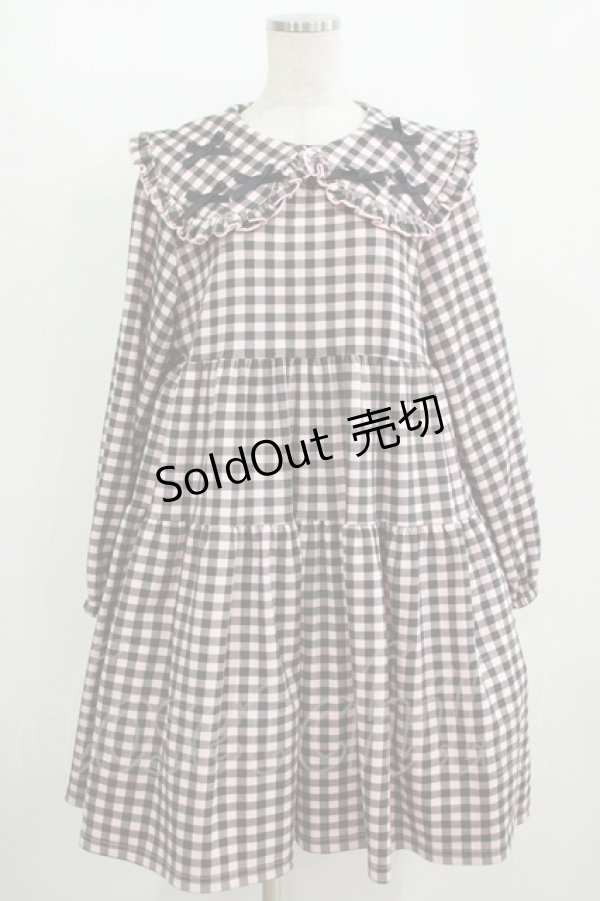画像1: Candy Stripper / TINY RIBBON CHECK DRESS  ピンク×ブラック H-25-11-12-003-PU-OP-KB-ZH (1)