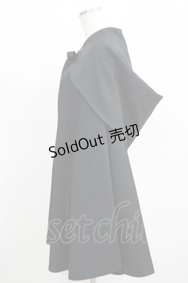 画像2: ATELIER BOZ / フード付きミニマント  ブラック×ネイビー H-25-11-12-028-EL-JA-KB-ZH (2)