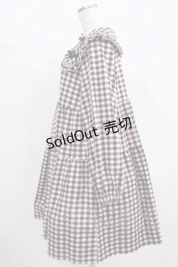 画像2: Candy Stripper / TINY RIBBON CHECK DRESS  ピンク×ブラック H-25-11-12-003-PU-OP-KB-ZH (2)