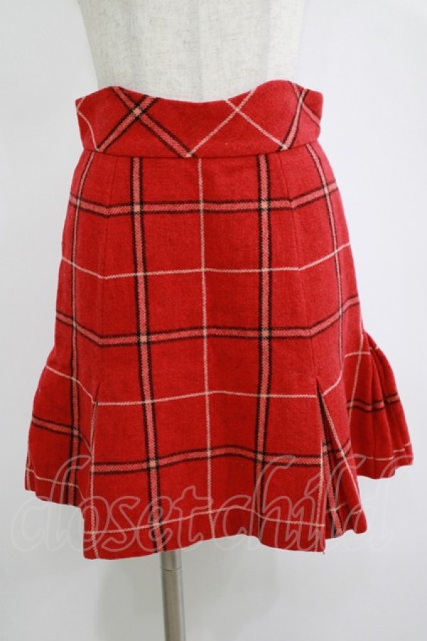 画像1: Jane Marple / ウールチェックスカート  赤 H-25-11-12-030-JM-SK-KB-ZH (1)