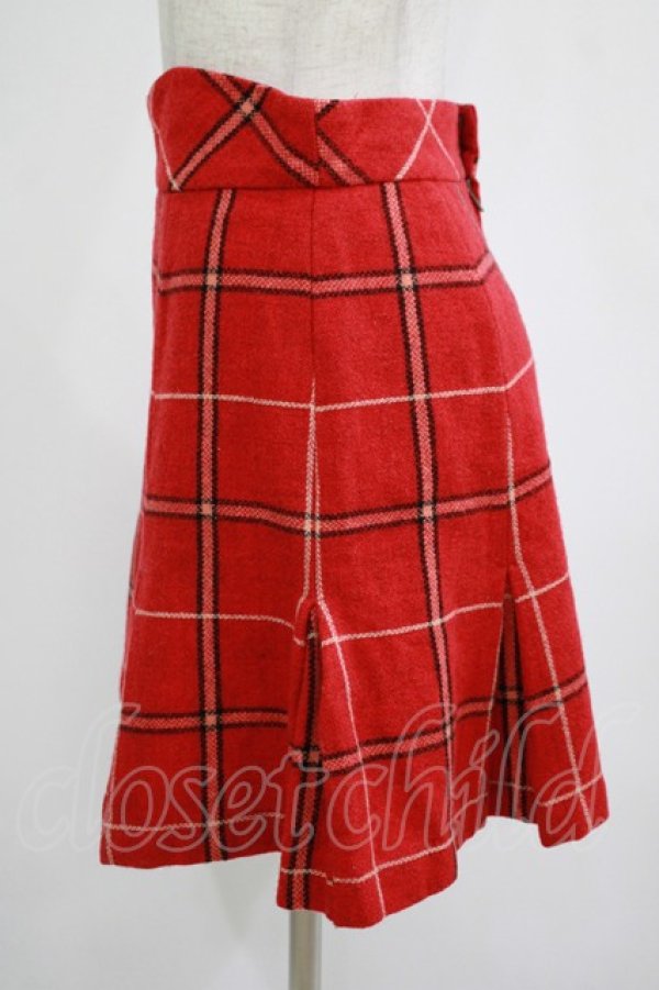 画像2: Jane Marple / ウールチェックスカート  赤 H-25-11-12-030-JM-SK-KB-ZH (2)