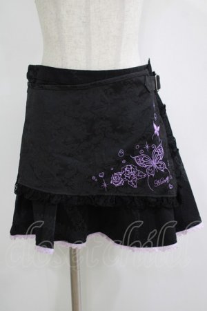 画像: HONEY / 刺繍ジャガードラップ風スカート  ブラック H-25-11-12-032-HN-SK-KB-ZH