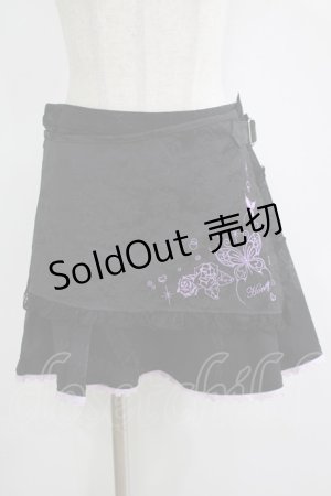 画像: HONEY / 刺繍ジャガードラップ風スカート  ブラック H-25-11-12-032-HN-SK-KB-ZH