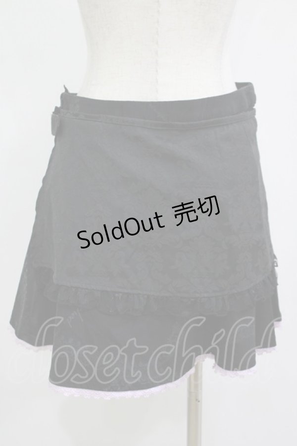 画像3: HONEY / 刺繍ジャガードラップ風スカート  ブラック H-25-11-12-032-HN-SK-KB-ZH (3)