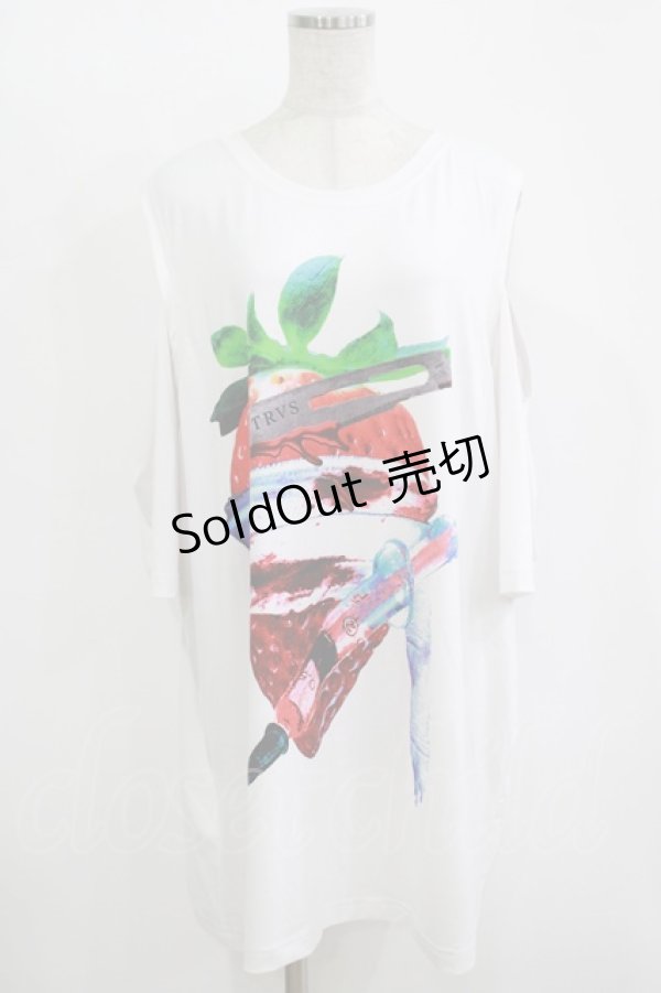 画像1: TRAVAS TOKYO / Splatter berry catting shoulder BIG tshirt  ホワイト H-25-11-12-036-PU-TO-KB-ZH (1)