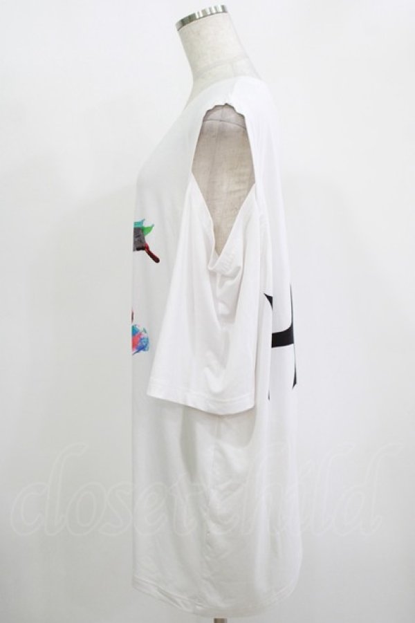 画像2: TRAVAS TOKYO / Splatter berry catting shoulder BIG tshirt  ホワイト H-25-11-12-036-PU-TO-KB-ZH (2)