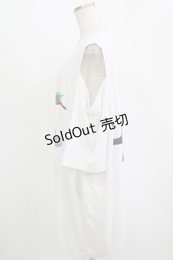 画像2: TRAVAS TOKYO / Splatter berry catting shoulder BIG tshirt  ホワイト H-25-11-12-036-PU-TO-KB-ZH (2)
