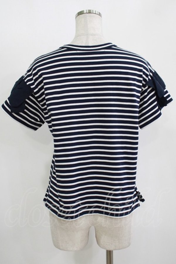 画像3: Jane Marple Dans Le Salon / マリンボーダーとリボンスリーブのプルオーバー  ネイビー H-25-11-12-038-JM-TO-KB-ZT369 (3)