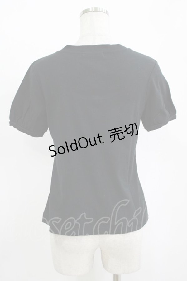 画像3: Jane Marple / ロゴ刺繍リボンカットソー  黒 H-25-11-12-040-JM-TO-KB-ZT369 (3)