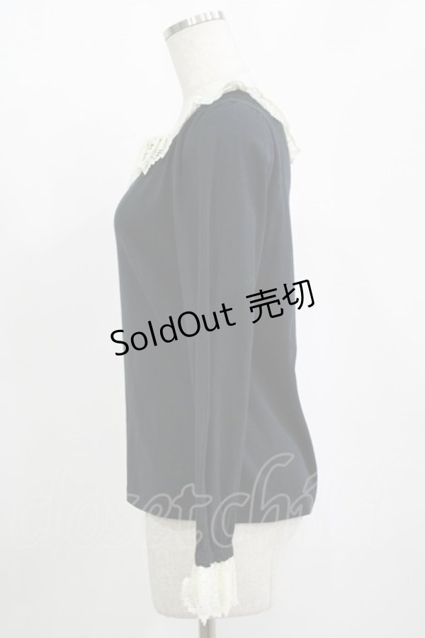 画像2: Leur Getter / レース襟カットソー  黒 H-25-11-12-041-LU-TO-KB-ZH (2)