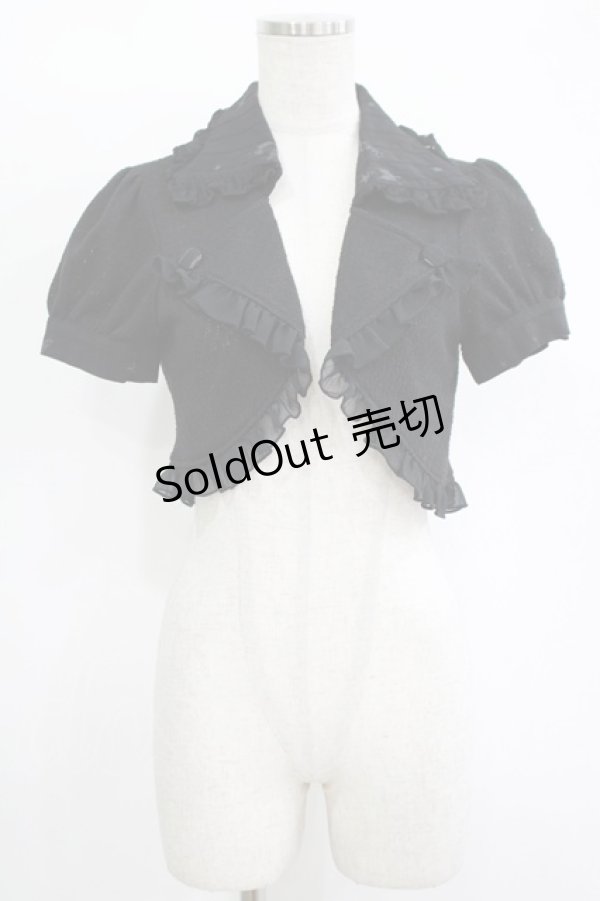 画像1: h.Jelly HONEY / 襟付きパフスリーブボレロ  ブラック H-25-11-12-042-HN-TO-KB-ZH (1)