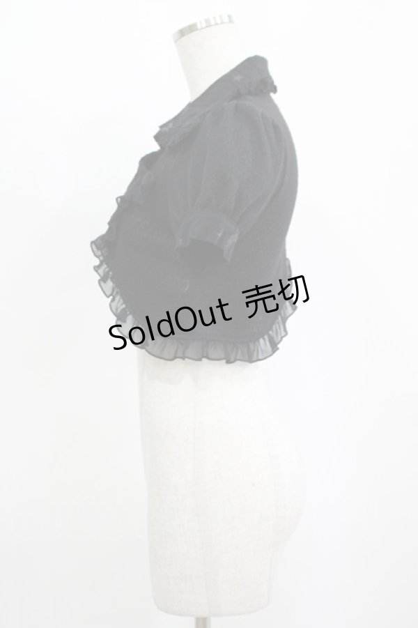 画像2: h.Jelly HONEY / 襟付きパフスリーブボレロ  ブラック H-25-11-12-042-HN-TO-KB-ZH (2)