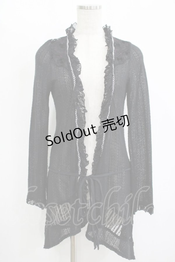 画像1: HONEY / シアーロングカーディガン  ブラック H-25-11-12-043-HN-TO-KB-ZH (1)