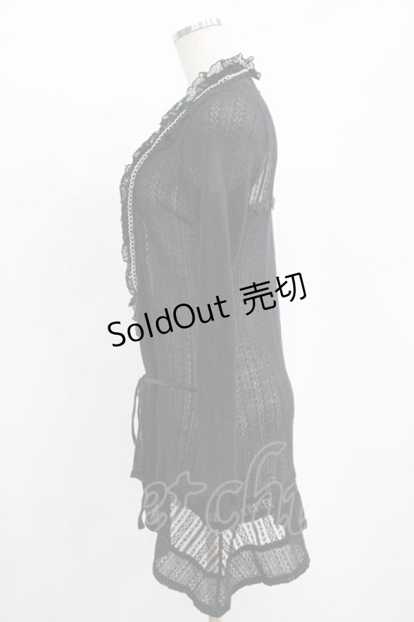 画像2: HONEY / シアーロングカーディガン  ブラック H-25-11-12-043-HN-TO-KB-ZH (2)