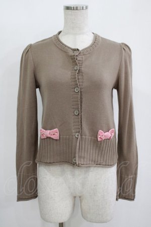 画像: Shirley Temple / ベルベットリボンカーディガン 160 ブラウン H-25-11-12-044-ET-TO-KB-ZH