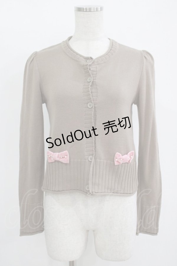 画像1: Shirley Temple / ベルベットリボンカーディガン 160 ブラウン H-25-11-12-044-ET-TO-KB-ZH (1)