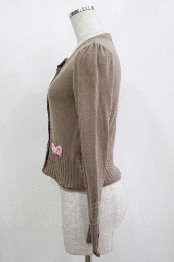 画像2: Shirley Temple / ベルベットリボンカーディガン 160 ブラウン H-25-11-12-044-ET-TO-KB-ZH (2)