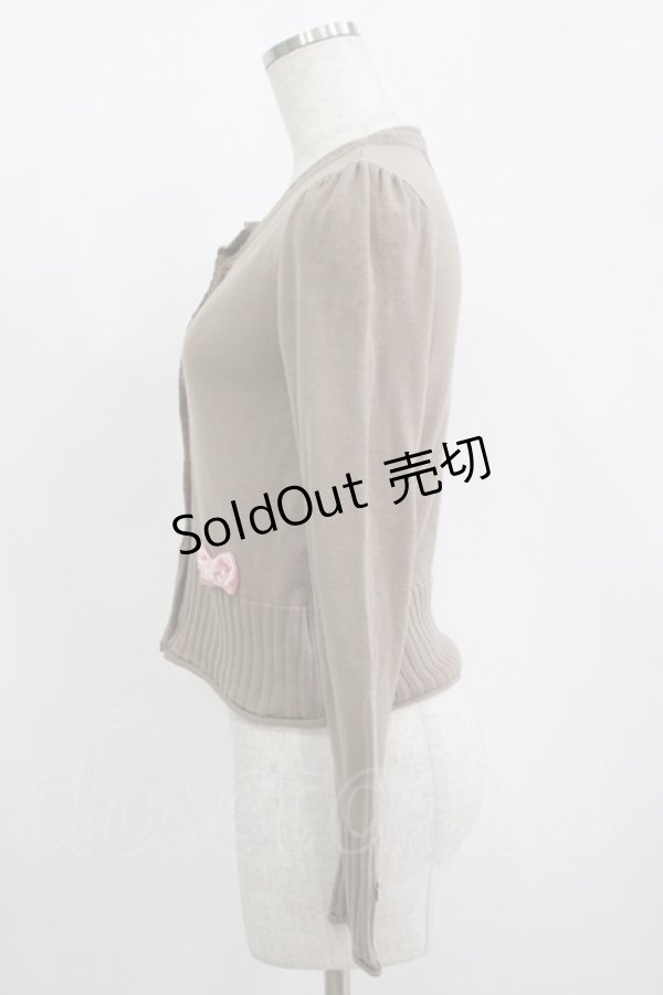 画像2: Shirley Temple / ベルベットリボンカーディガン 160 ブラウン H-25-11-12-044-ET-TO-KB-ZH (2)