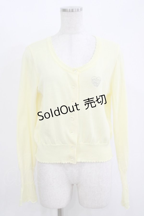 画像1: Emily Temple cute / ロゴ刺繍ニットカーディガン  イエロー H-25-11-12-046-ET-TO-KB-ZH (1)