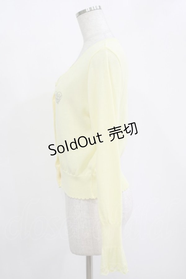 画像2: Emily Temple cute / ロゴ刺繍ニットカーディガン  イエロー H-25-11-12-046-ET-TO-KB-ZH (2)