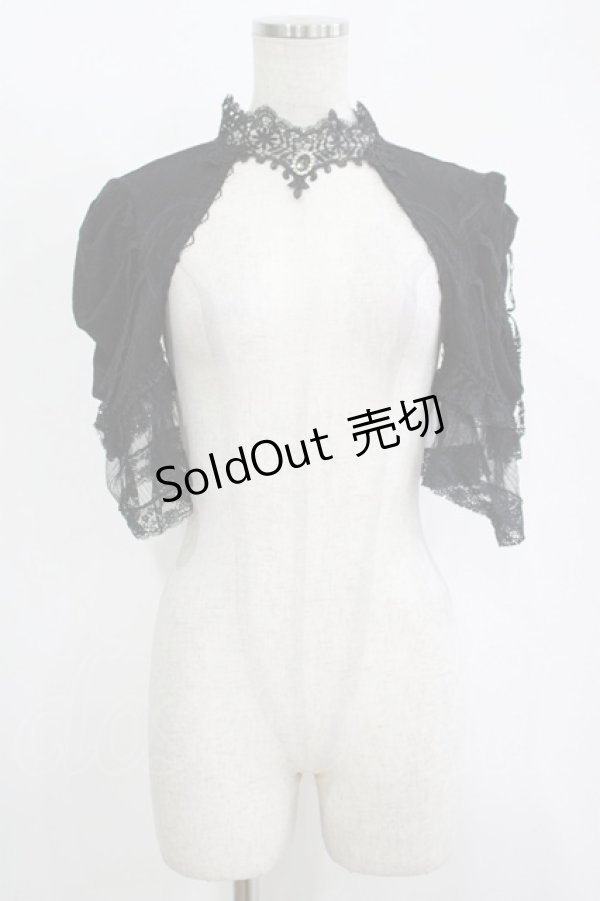 画像1: DARK IN LOVE / Gothic elegant short sleeves capeボレロ L ブラック H-25-11-12-050-PU-TO-KB-ZH (1)