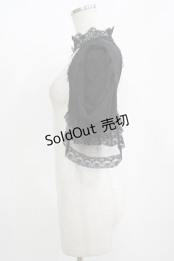 画像2: DARK IN LOVE / Gothic elegant short sleeves capeボレロ L ブラック H-25-11-12-050-PU-TO-KB-ZH (2)