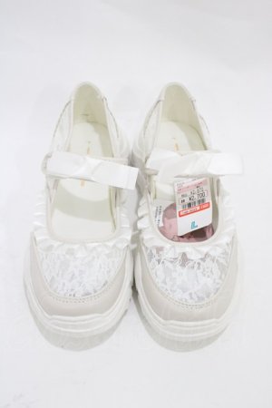 画像: m petit by misako / AMコウリボンフリルSNK L ホワイト H-25-11-12-1001-LO-SH-NS-ZH