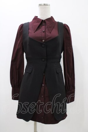 画像: EATME / 2WAYレイヤードシャツワンピース S ブラック/ボルドー H-25-11-12-1038-LO-OP-NS-ZH