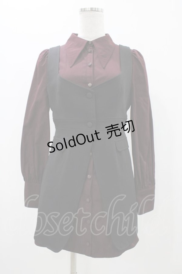 画像1: EATME / 2WAYレイヤードシャツワンピース S ブラック/ボルドー H-25-11-12-1038-LO-OP-NS-ZH (1)